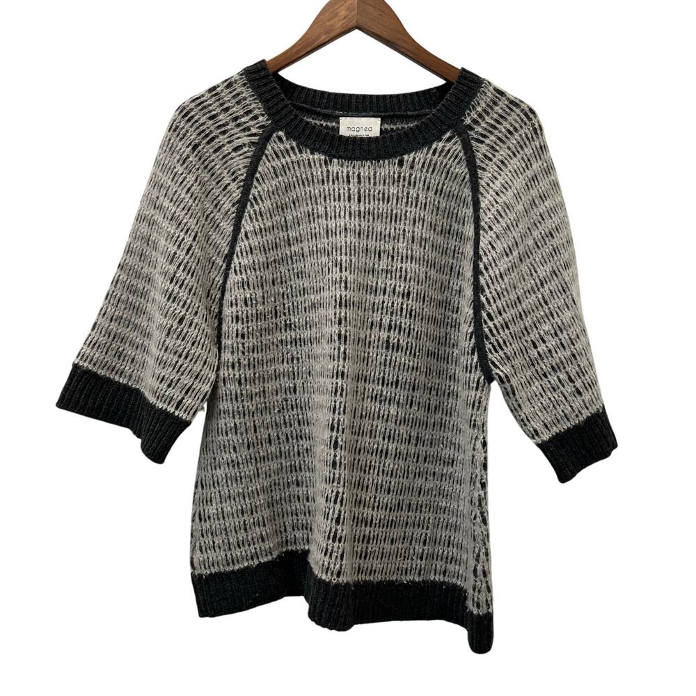 Magnea for Club Monaco Cashmere Thick Knit Sweater Off White Gray Size Medium